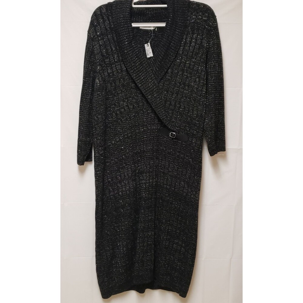 Calvin Klein Women’s Black Gold Knit Midi Sweater Dress 2X NWT Party Cocktail